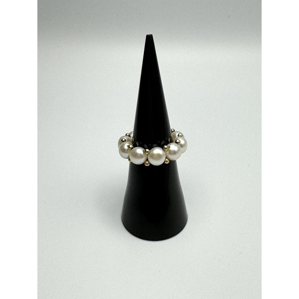 Honora White Button Pearl Stretch Ring Size 6 (up To 8)